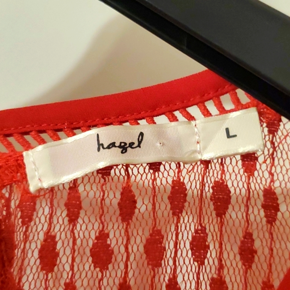 Hazel Rauston Lace Red Blouse Size L - Picture 5 of 8